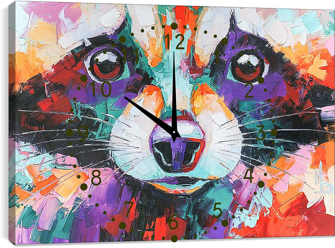 Часы картина - Raccoon. Mari Dein