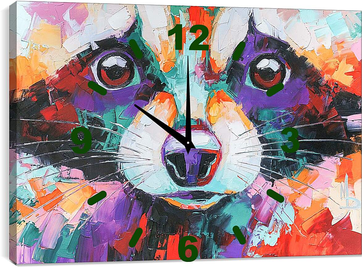 Часы картина - Raccoon. Mari Dein