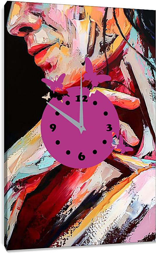 Часы картина - Stranger on a burgundy circle. Mari Dein