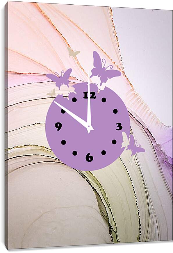 Часы картина - Abstraction violet & green2. Mari Dein