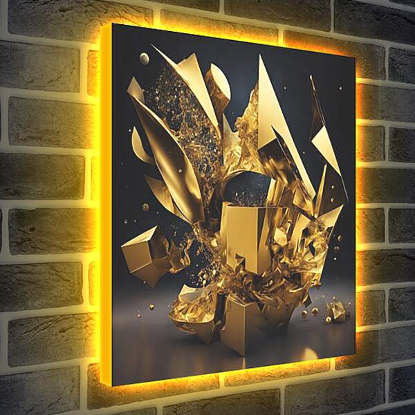 Лайтбокс световая панель - Абстракция фигуры в золотом цвете
