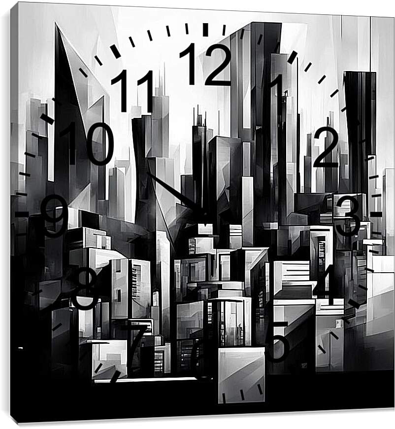 Часы картина - Картина Вечерний город