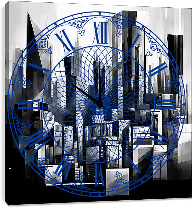 Часы картина - Картина Вечерний город