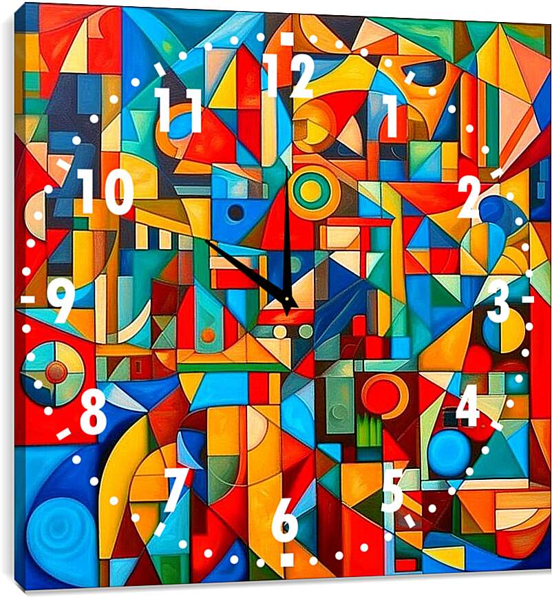 Часы картина - Сотрудничество абстрактных форм и цветов