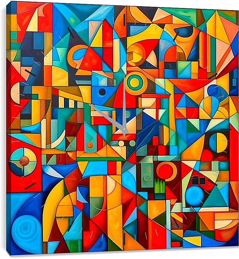 Часы картина - Сотрудничество абстрактных форм и цветов