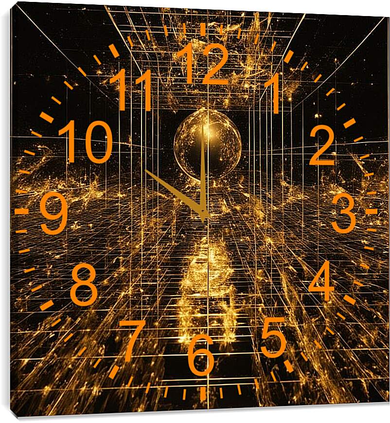 Часы картина - Золотая матрица, переход