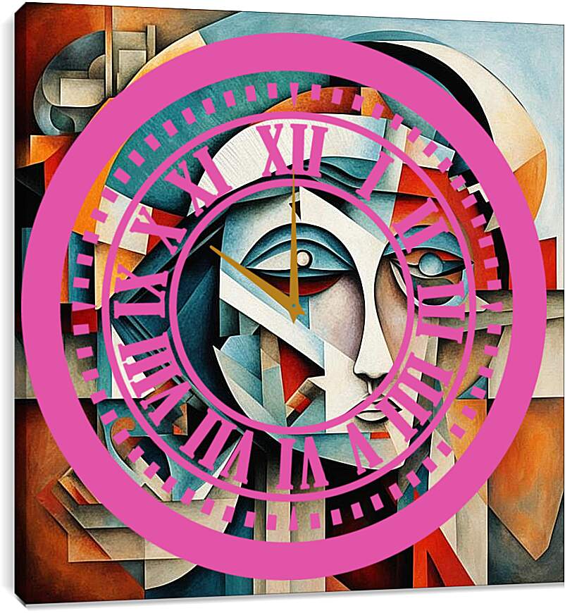 Часы картина - Картина Абстракция, лицо девушки