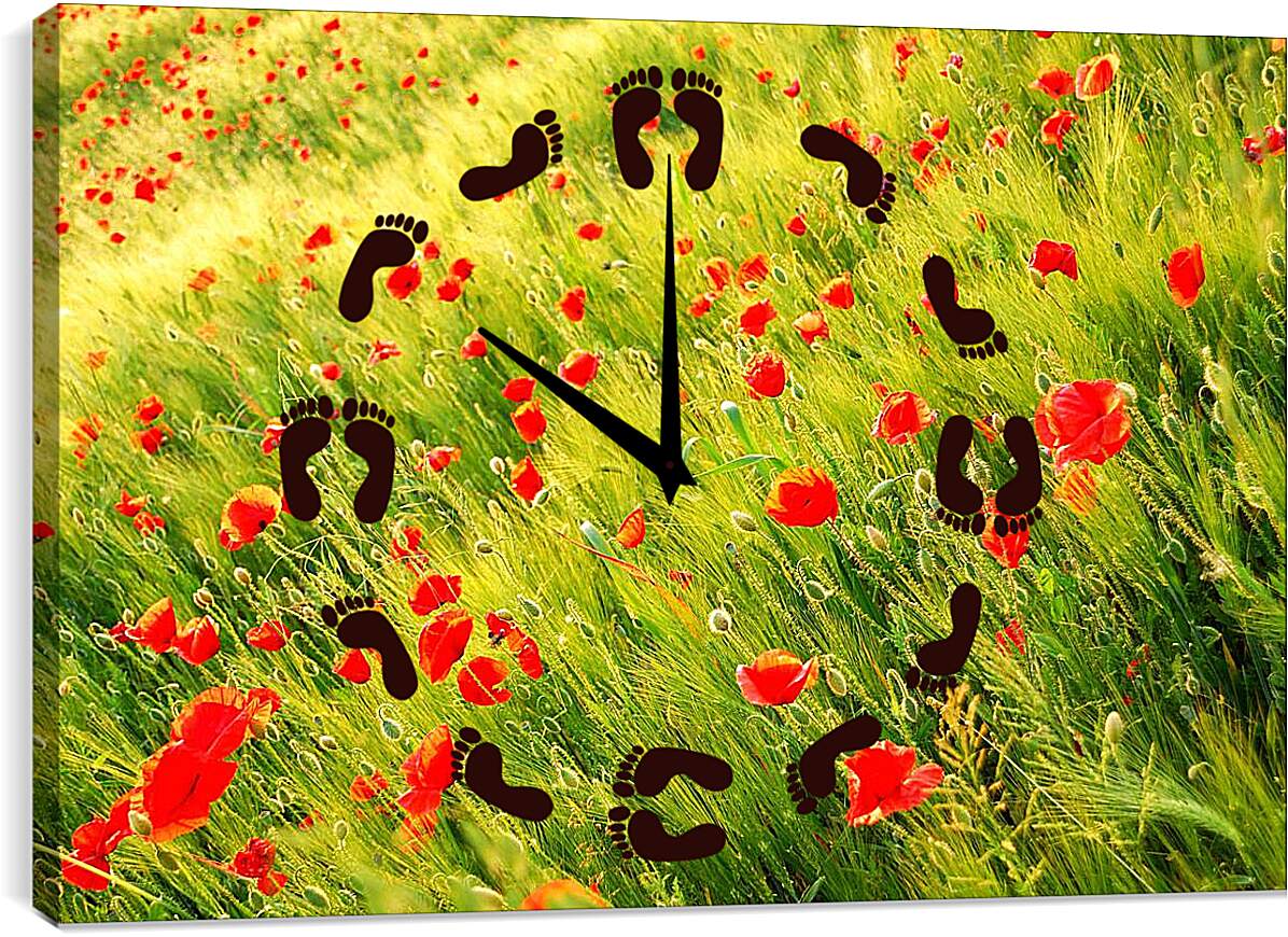 Часы картина - Маки в поле