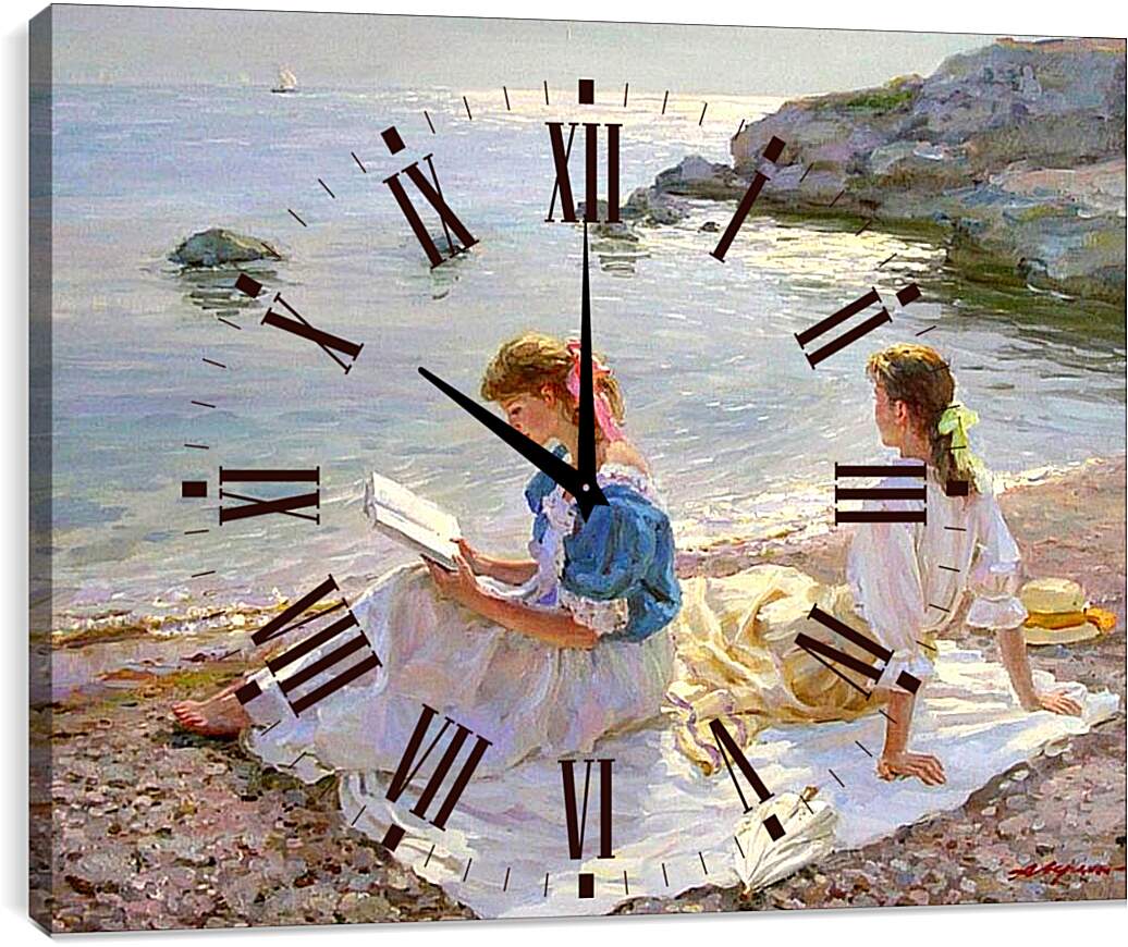 Часы картина - Чтение у моря