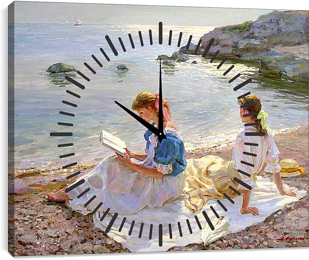 Часы картина - Чтение у моря