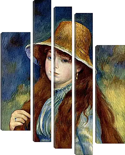 Модульная картина - Young Girl in a Straw Hat. Пьер Огюст Ренуар