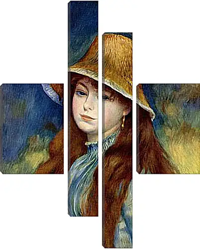 Модульная картина - Young Girl in a Straw Hat. Пьер Огюст Ренуар