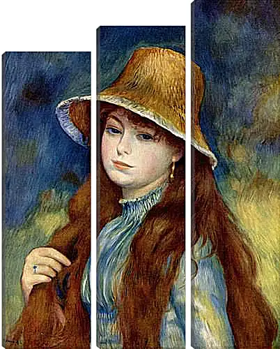 Модульная картина - Young Girl in a Straw Hat. Пьер Огюст Ренуар