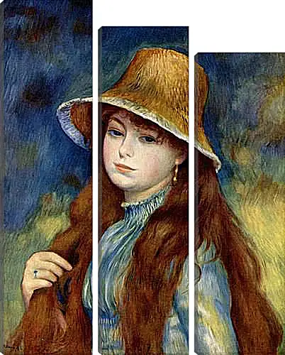 Модульная картина - Young Girl in a Straw Hat. Пьер Огюст Ренуар