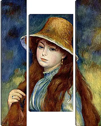 Модульная картина - Young Girl in a Straw Hat. Пьер Огюст Ренуар