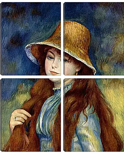 Модульная картина - Young Girl in a Straw Hat. Пьер Огюст Ренуар