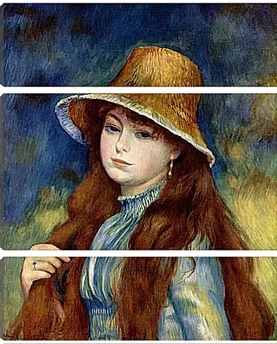 Модульная картина - Young Girl in a Straw Hat. Пьер Огюст Ренуар