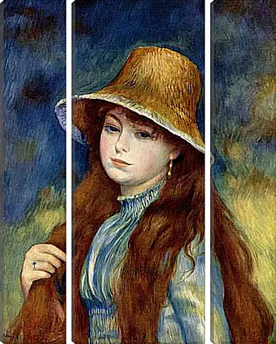 Модульная картина - Young Girl in a Straw Hat. Пьер Огюст Ренуар