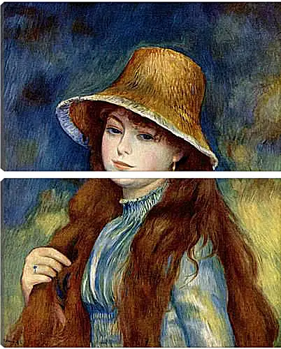 Модульная картина - Young Girl in a Straw Hat. Пьер Огюст Ренуар