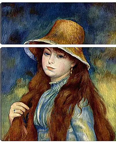 Модульная картина - Young Girl in a Straw Hat. Пьер Огюст Ренуар