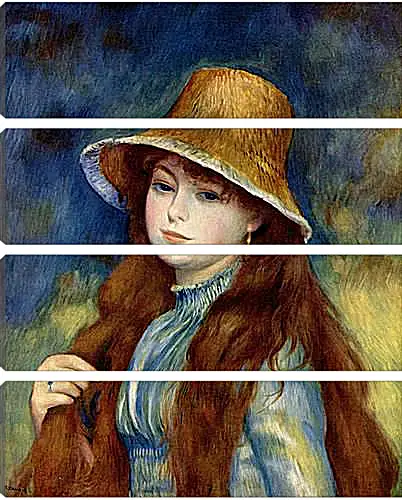 Модульная картина - Young Girl in a Straw Hat. Пьер Огюст Ренуар