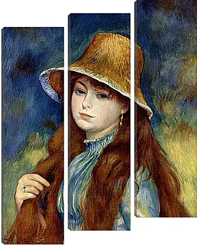 Модульная картина - Young Girl in a Straw Hat. Пьер Огюст Ренуар