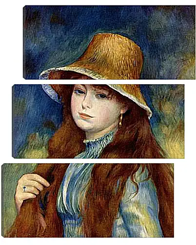 Модульная картина - Young Girl in a Straw Hat. Пьер Огюст Ренуар