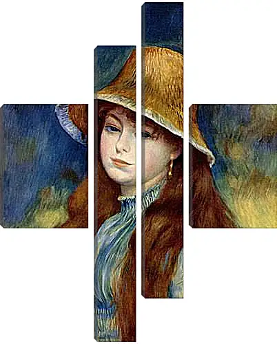 Модульная картина - Young Girl in a Straw Hat. Пьер Огюст Ренуар