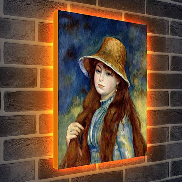 Лайтбокс световая панель - Young Girl in a Straw Hat. Пьер Огюст Ренуар