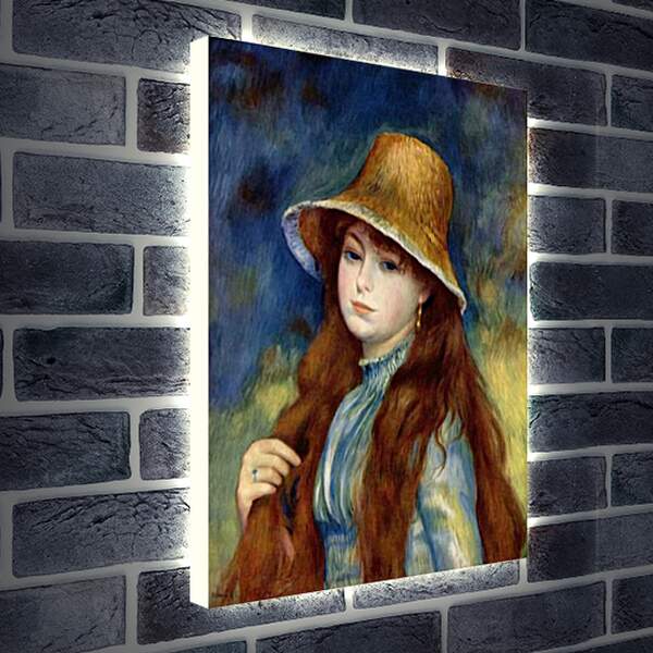 Лайтбокс световая панель - Young Girl in a Straw Hat. Пьер Огюст Ренуар