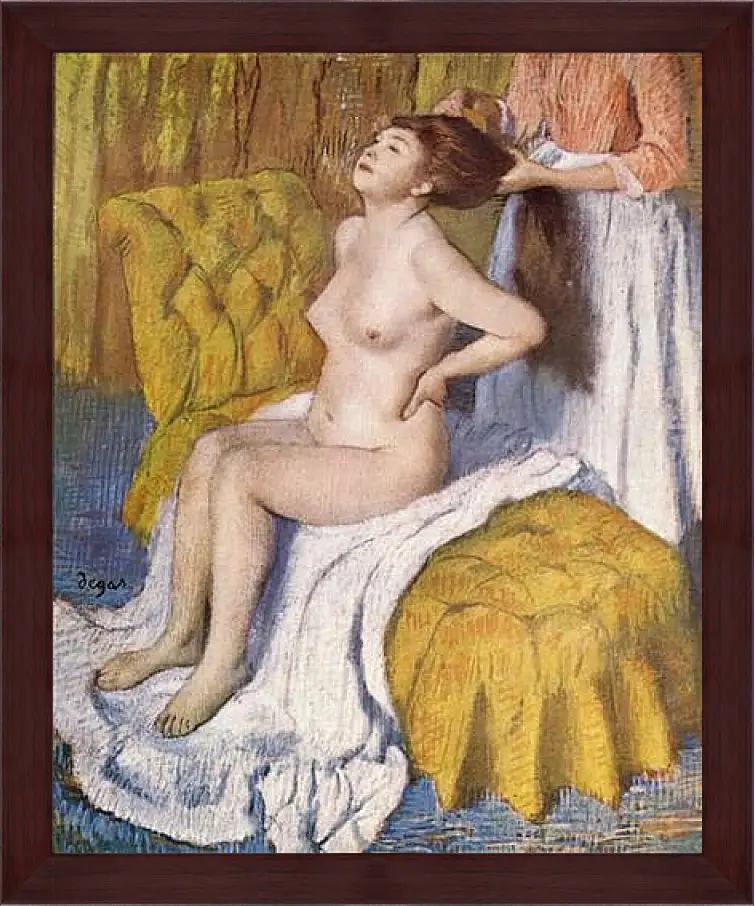 Картина в раме - Woman Having Her Hair Combed. Эдгар Дега