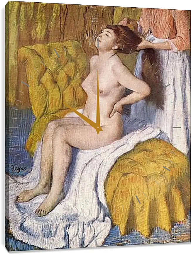 Часы картина - Woman Having Her Hair Combed. Эдгар Дега