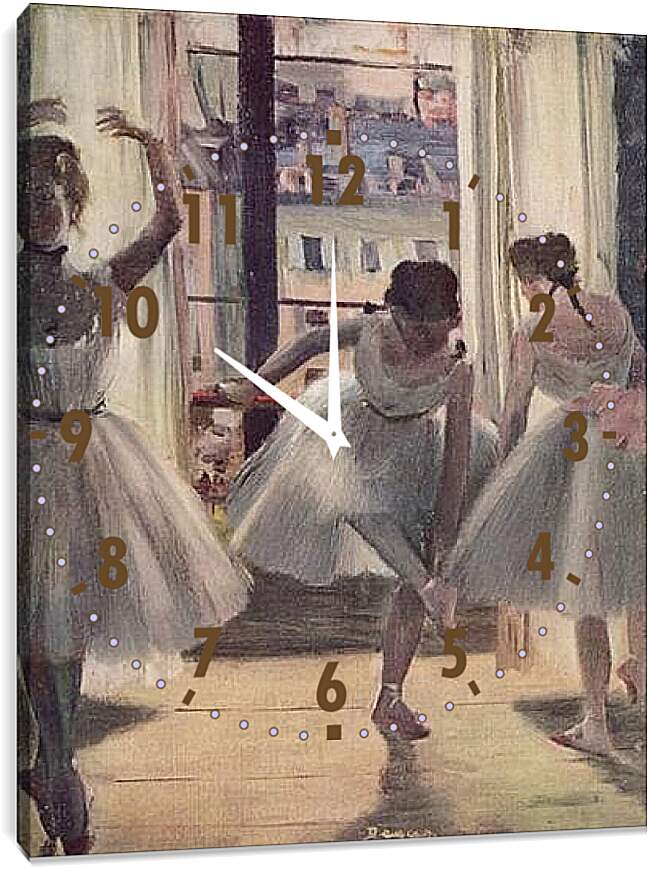 Часы картина - Drei Tanzerinnen in einem Ubungssaal. Эдгар Дега