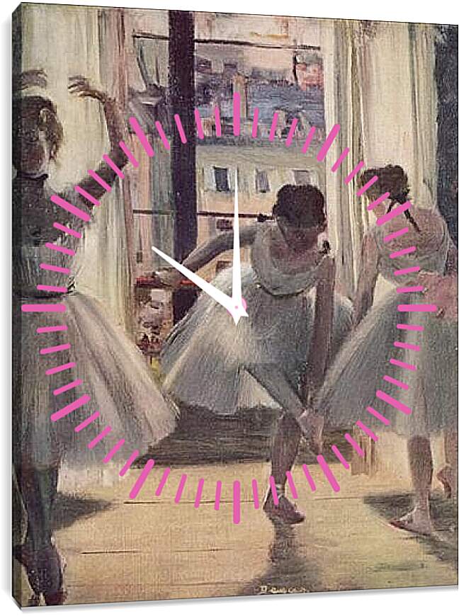 Часы картина - Drei Tanzerinnen in einem Ubungssaal. Эдгар Дега