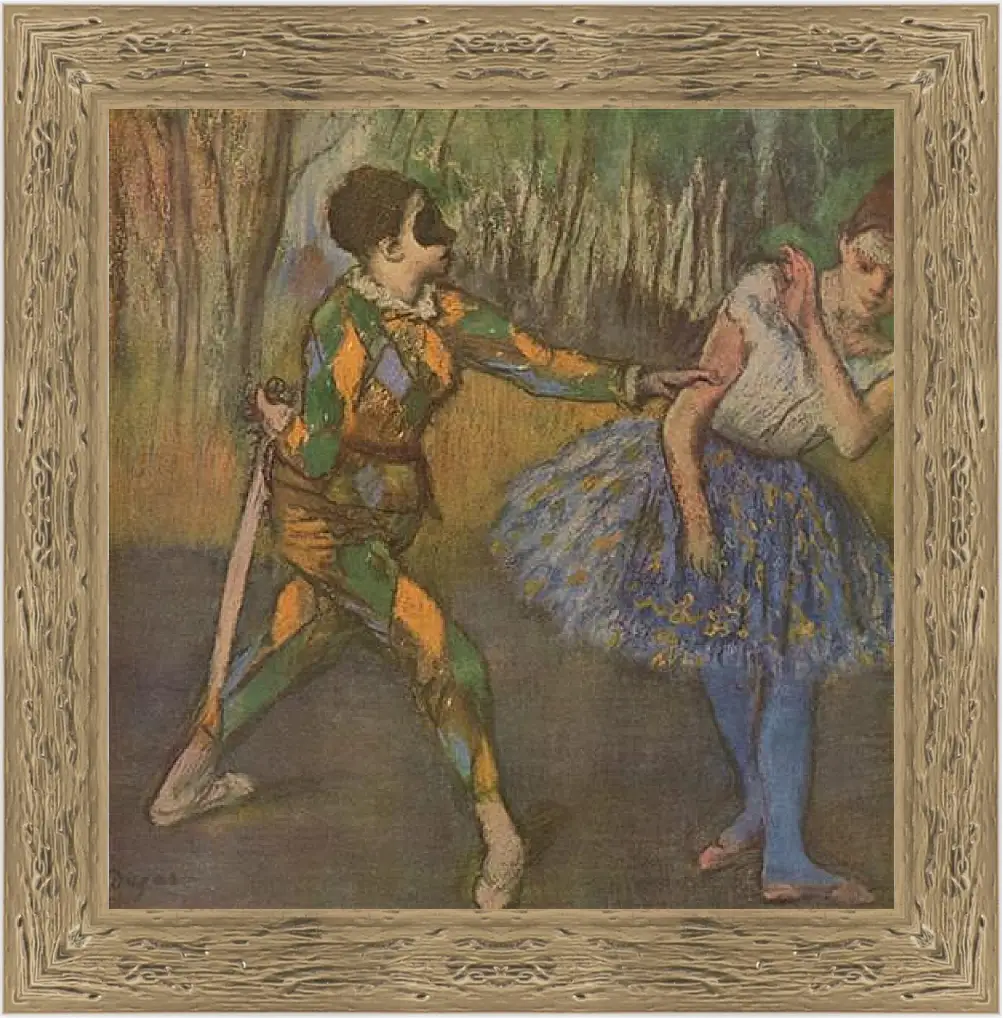 Картина в раме - Harlekin und Colombine. Эдгар Дега