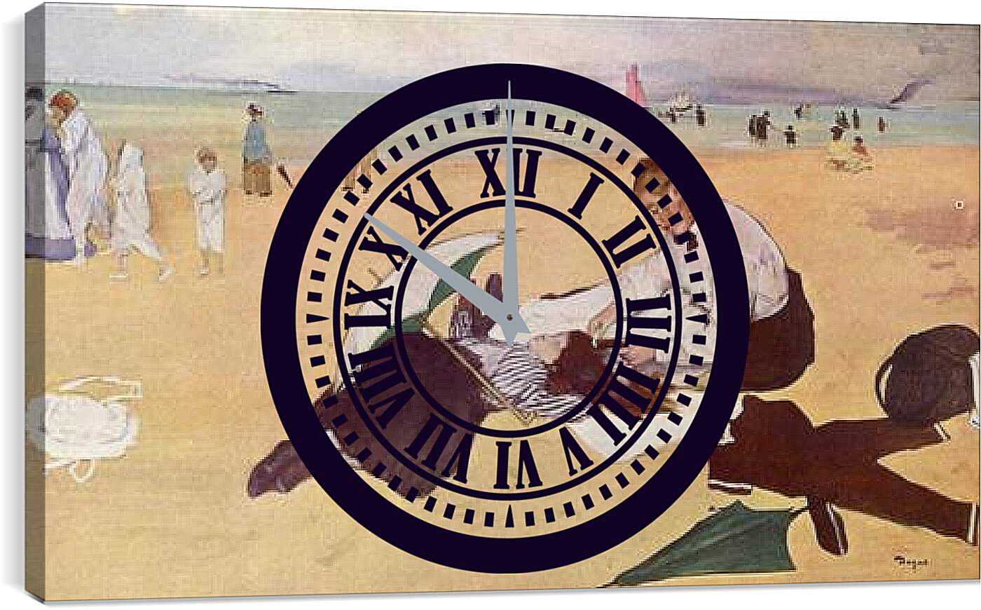 Часы картина - Kleines Madchen wird am Meeresstrand von seiner Bonne gekammt. Эдгар Дега