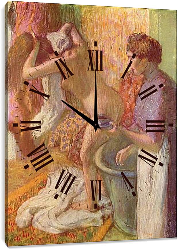 Часы картина - Nach dem Bade. Эдгар Дега