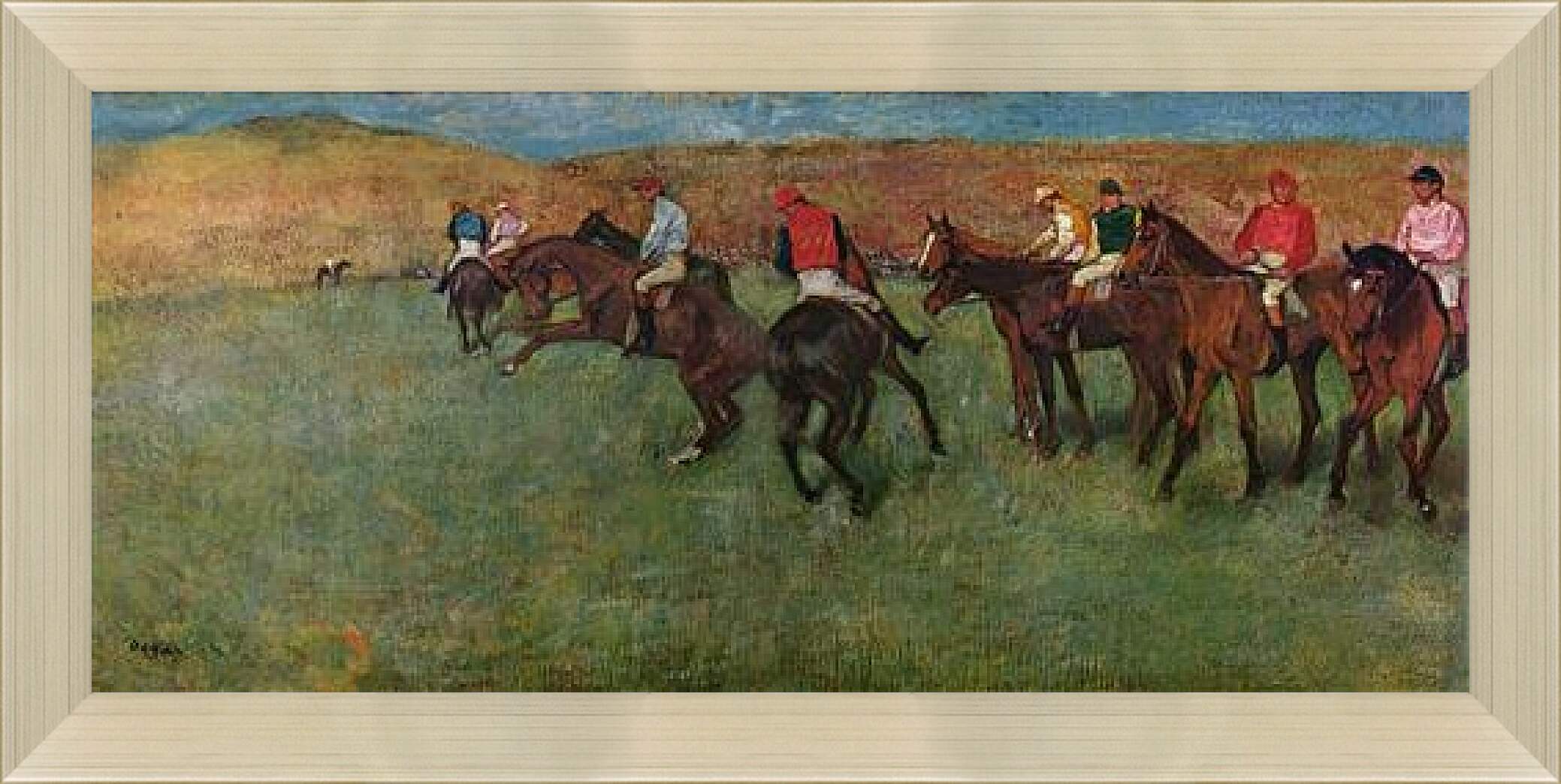 Картина в раме - Pferderennen vor dem Start. Эдгар Дега