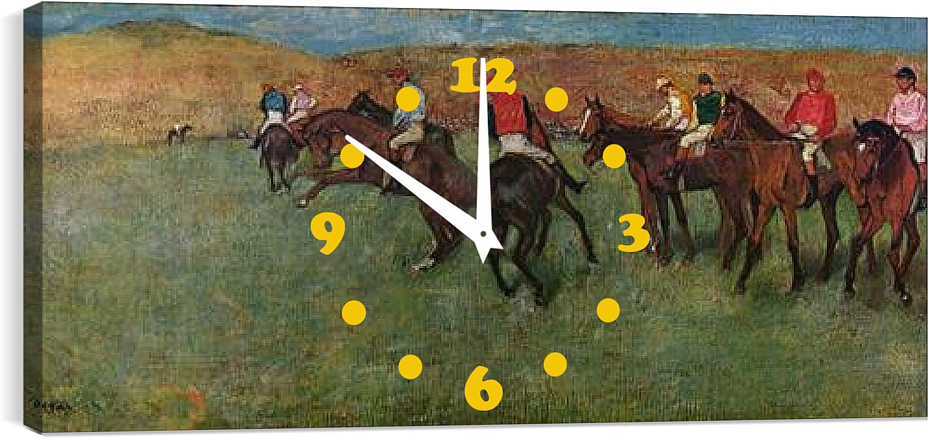 Часы картина - Pferderennen vor dem Start. Эдгар Дега