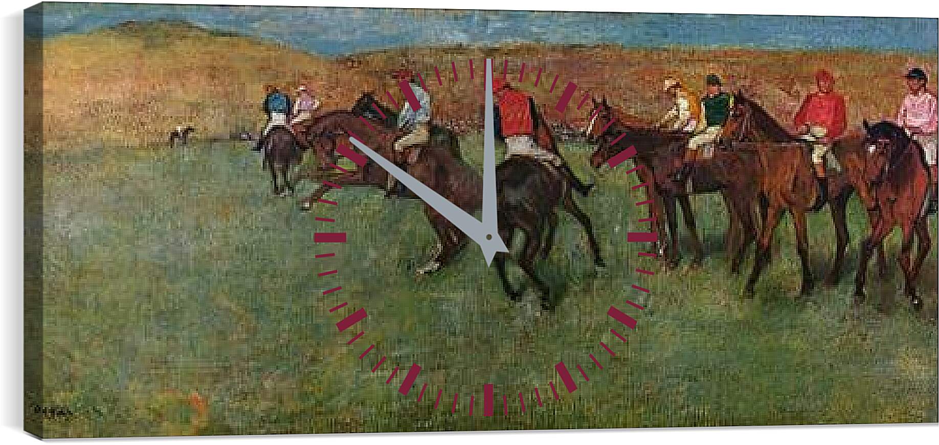 Часы картина - Pferderennen vor dem Start. Эдгар Дега
