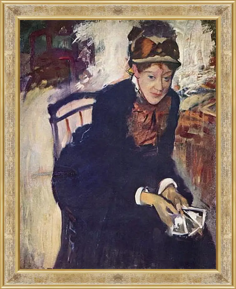 Картина в раме - Portrat der Miss Cassatt, die Karten haltend. Эдгар Дега