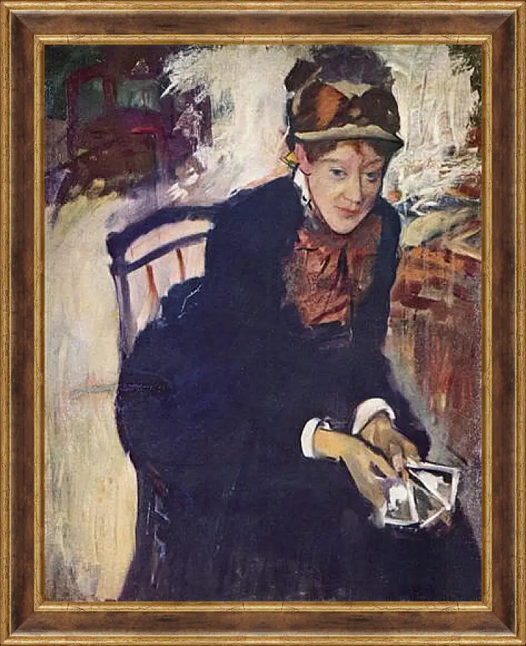 Картина в раме - Portrat der Miss Cassatt, die Karten haltend. Эдгар Дега
