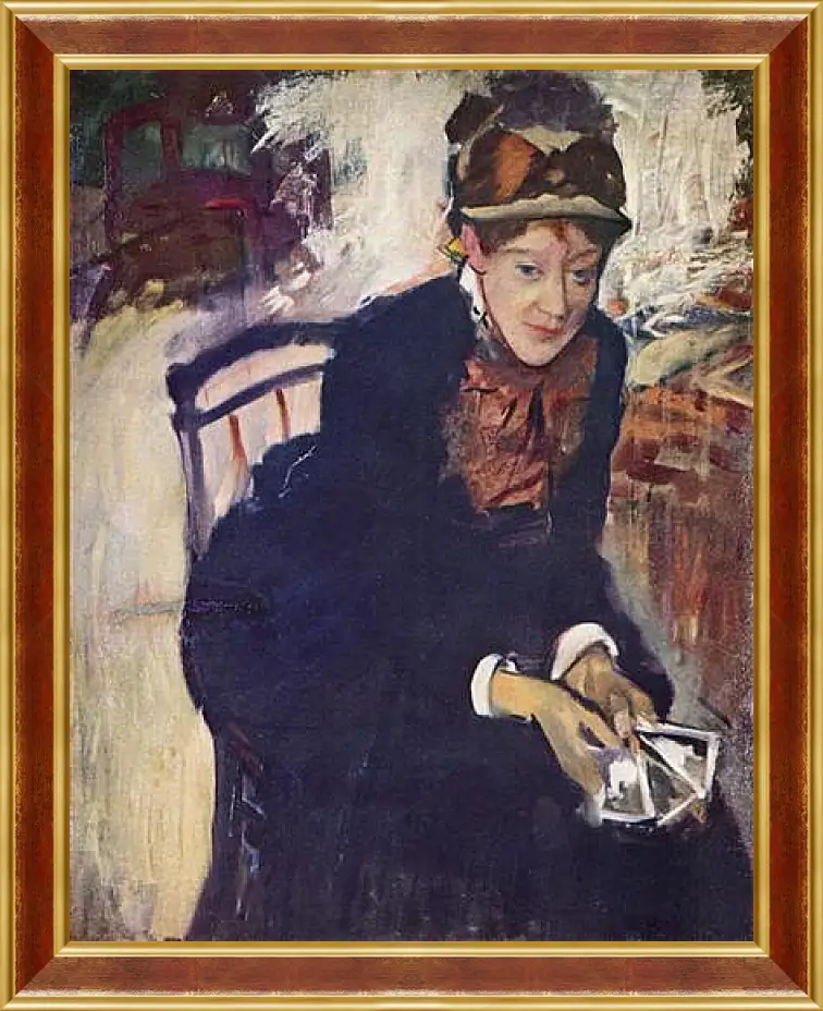 Картина в раме - Portrat der Miss Cassatt, die Karten haltend. Эдгар Дега