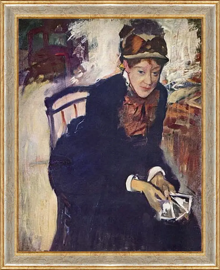 Картина в раме - Portrat der Miss Cassatt, die Karten haltend. Эдгар Дега