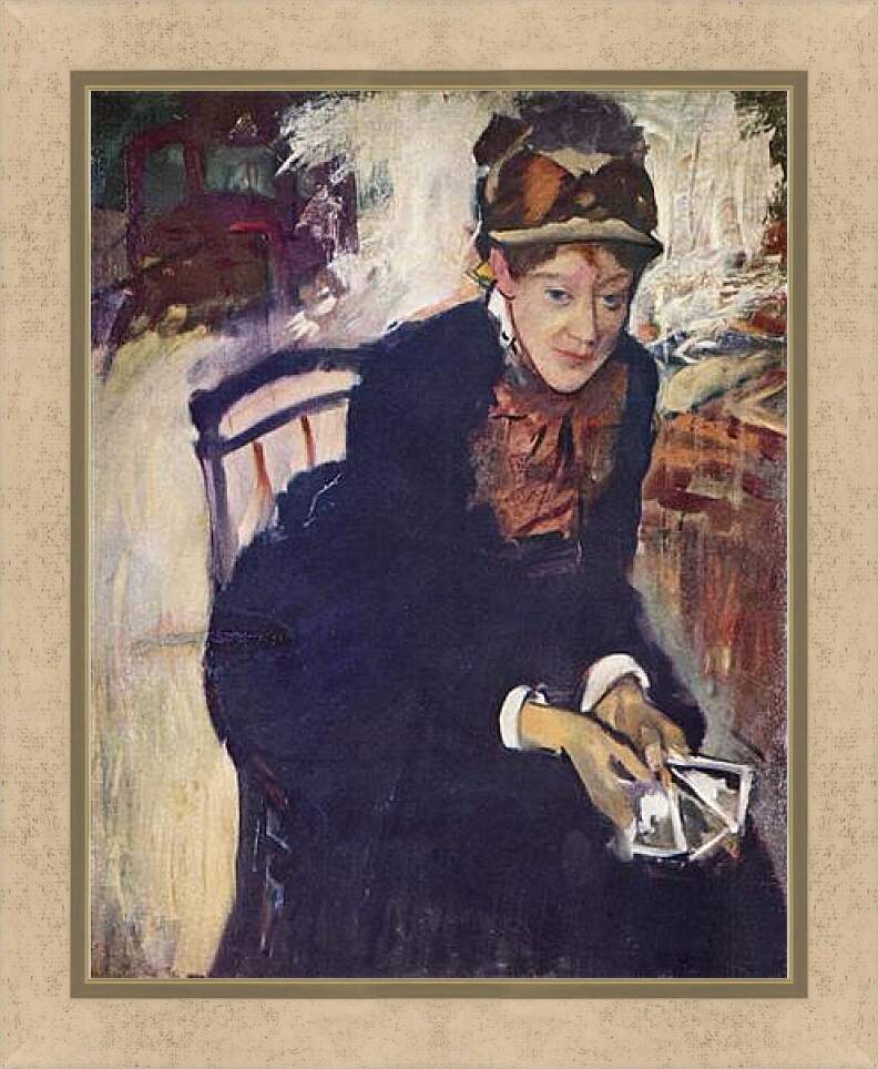 Картина в раме - Portrat der Miss Cassatt, die Karten haltend. Эдгар Дега