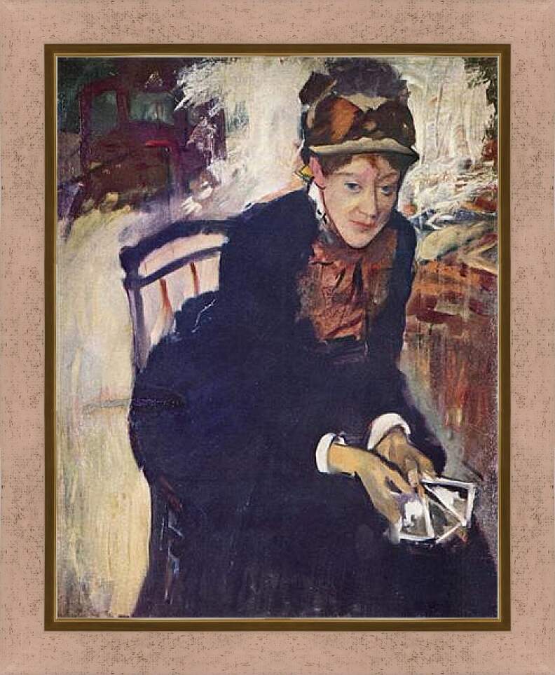 Картина в раме - Portrat der Miss Cassatt, die Karten haltend. Эдгар Дега