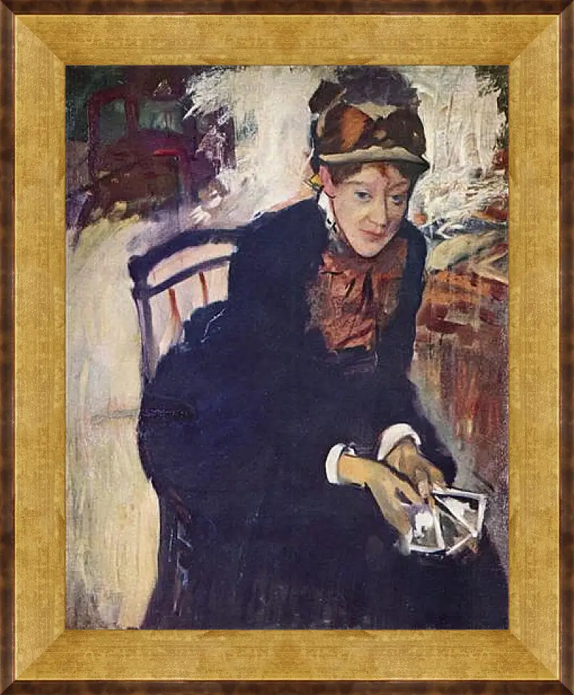 Картина в раме - Portrat der Miss Cassatt, die Karten haltend. Эдгар Дега