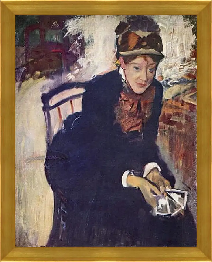 Картина в раме - Portrat der Miss Cassatt, die Karten haltend. Эдгар Дега