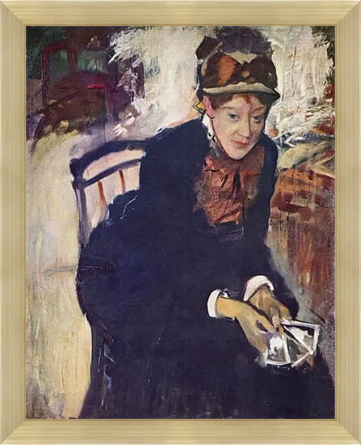 Картина в раме - Portrat der Miss Cassatt, die Karten haltend. Эдгар Дега