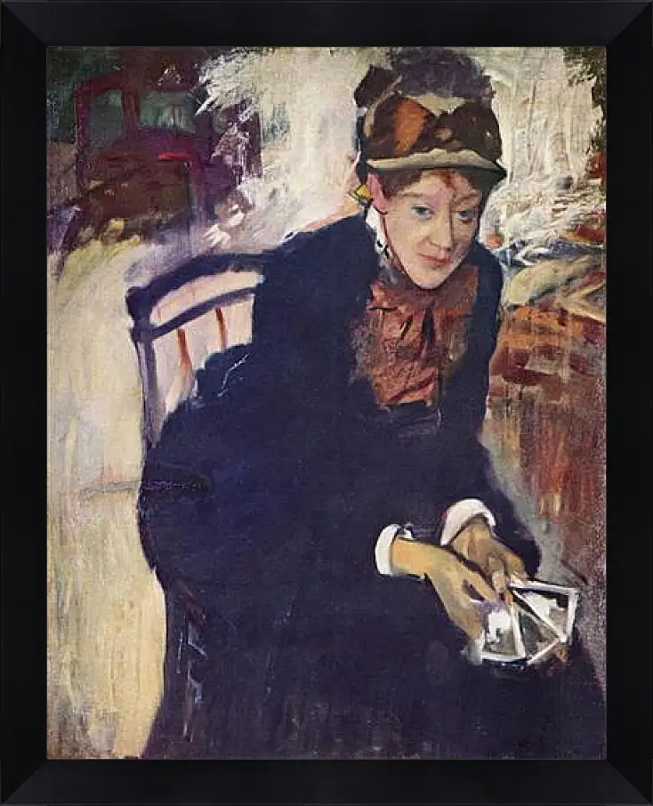 Картина в раме - Portrat der Miss Cassatt, die Karten haltend. Эдгар Дега